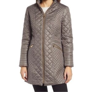 Via Spiga diamond quilted Walker zip up  jacket skim latte lightweight medium